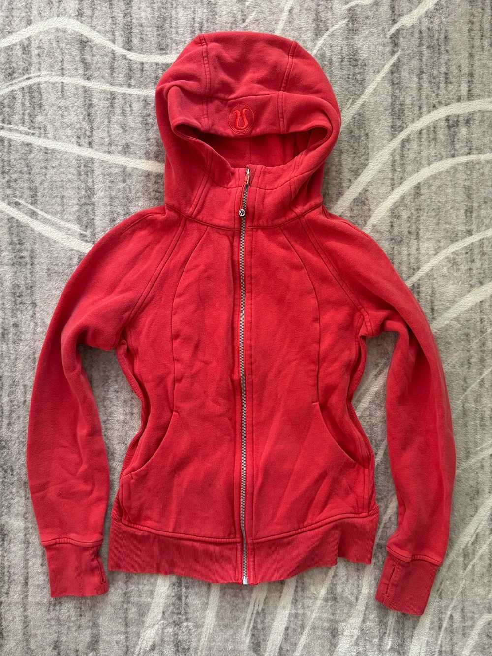 Lululemon red scuba zip up hoodie